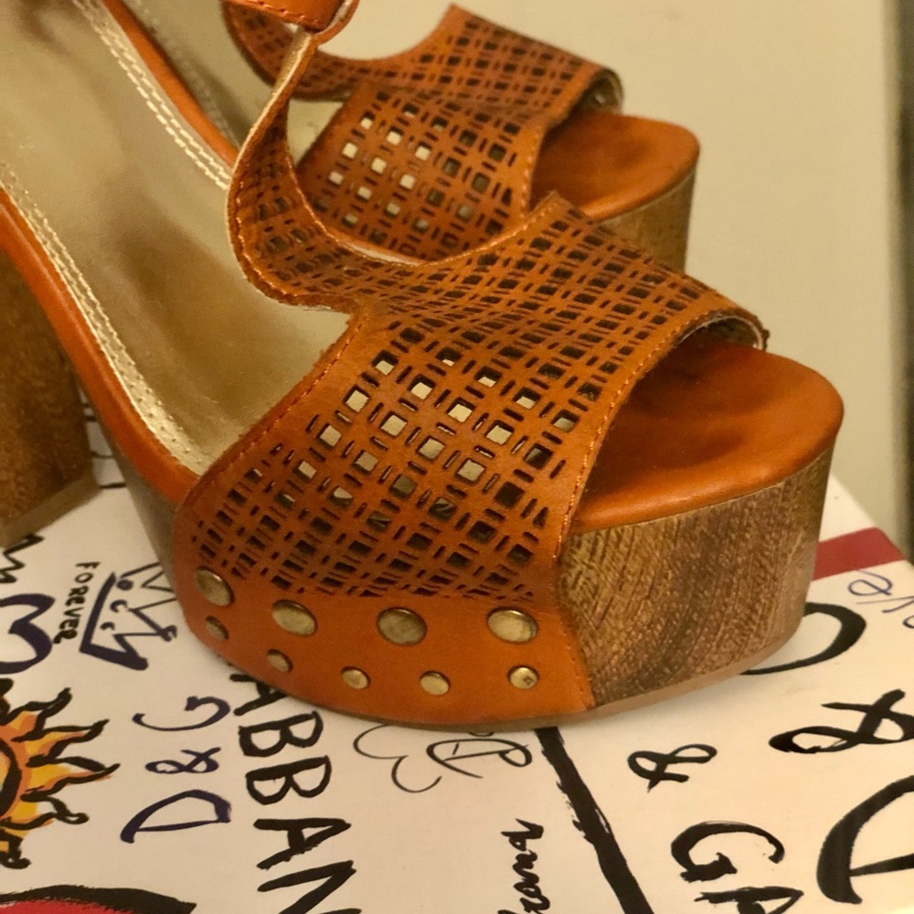 Orange T-strap Bakers clogs